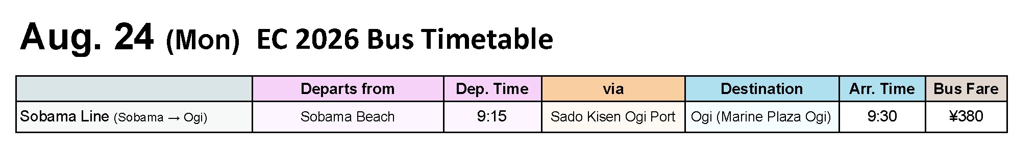 EC 2025 Bus Timetable MON